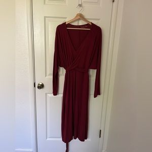 Popover Tie Front Dress in Cabernet 18-20